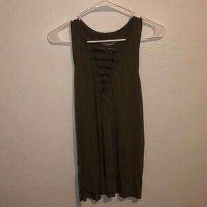 Green tank with Cuts for V neck